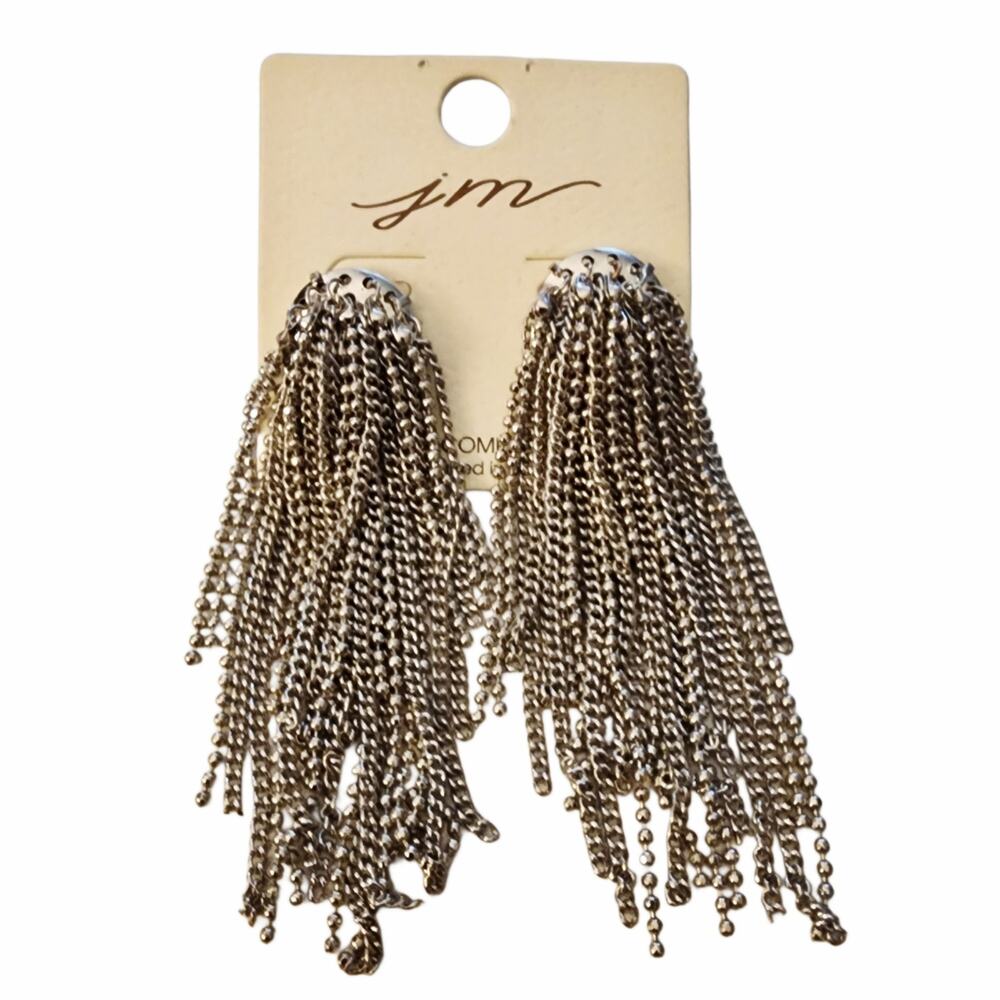 2FOR$30 - Silver Metal Fringe Hypoallergenic Pierced Earrings